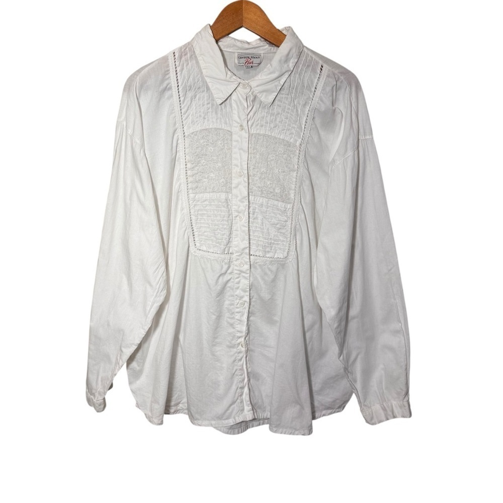 Cotton Ginny Plus Vintage White Button Down Long Sleeve Shirt Size 3x